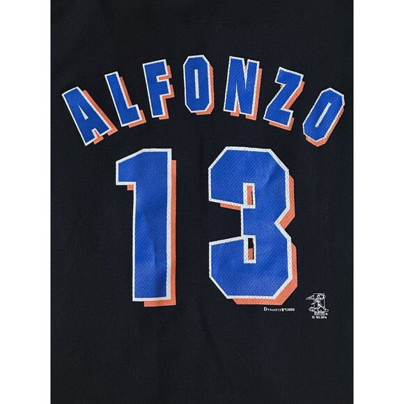 New York Mets Edgardo Alfonzo #13 MLB Dynasty 2000 Black Jersey Men's Size M - Picture 7 of 8